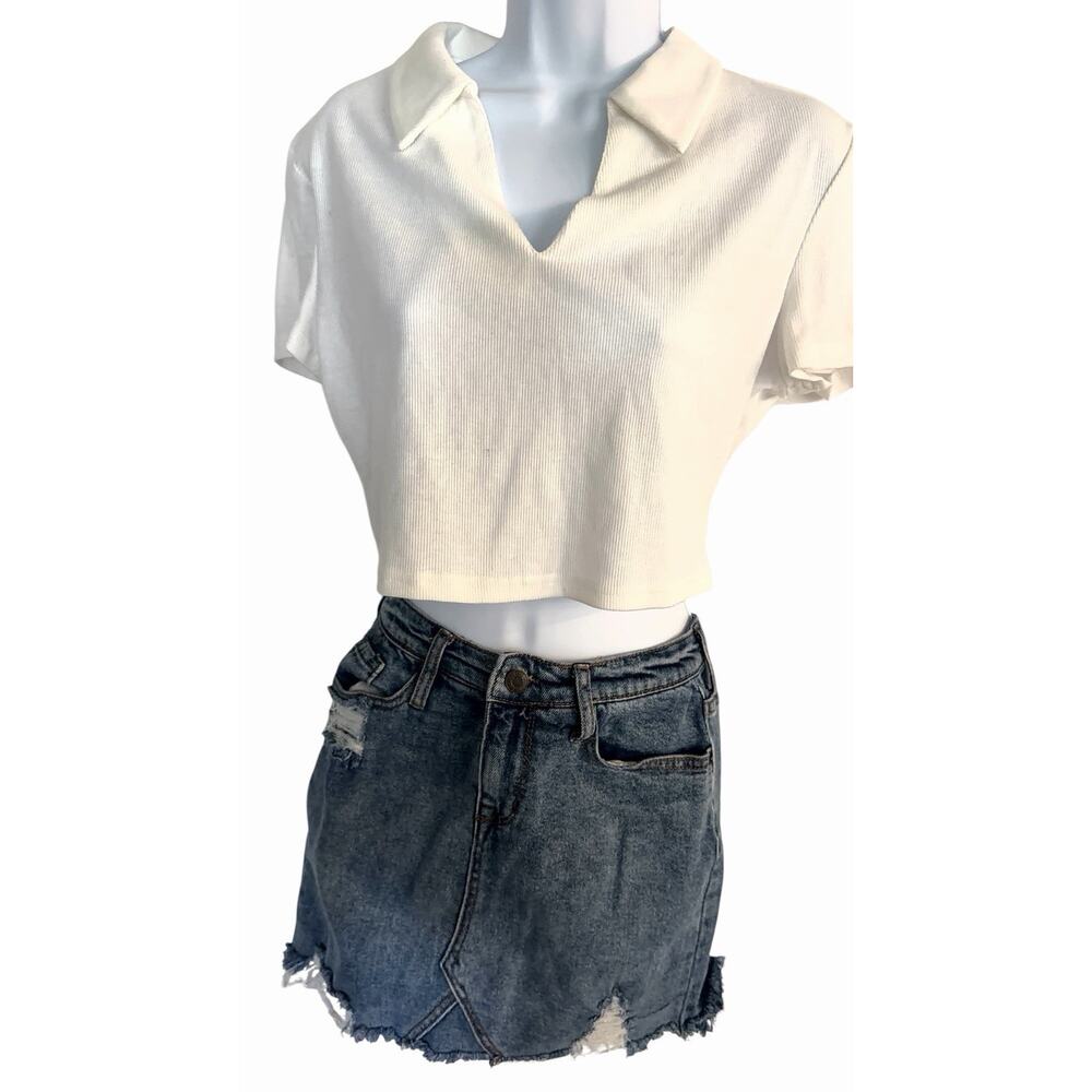 Mossimo Distressed Denim Mini Skirt β Y2K Target Find - Picture 6 of 6